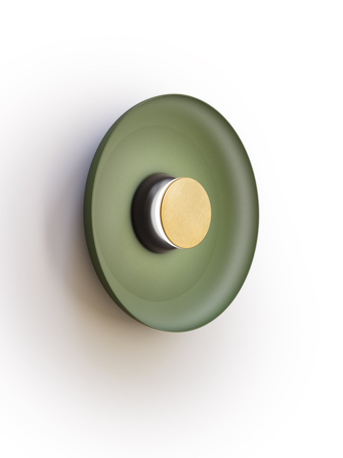 Pablo Designs Totem Sconce Metal – 15" Forest Green shade, Black/Brass canopy/faceplate