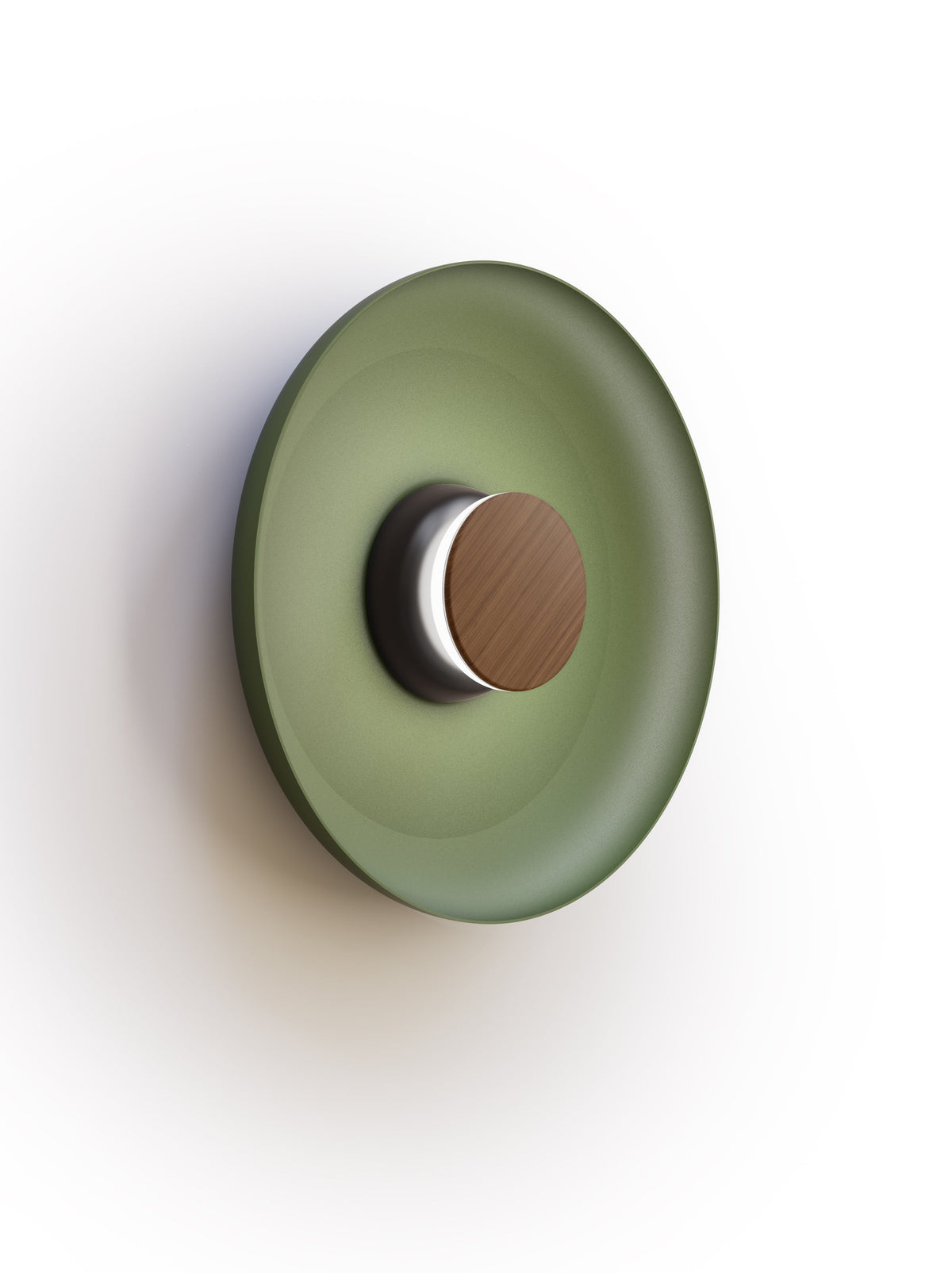 Pablo Designs Totem Sconce Metal – 15" Forest Green shade, Black/Walnut canopy/faceplate