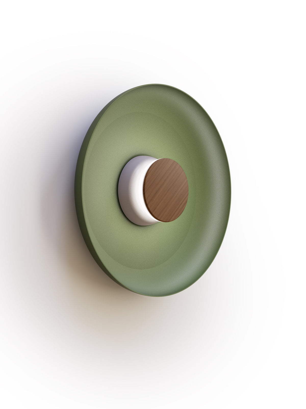 Pablo Designs Totem Sconce Metal – 15" Forest Green shade, Grey/Walnut canopy/faceplate
