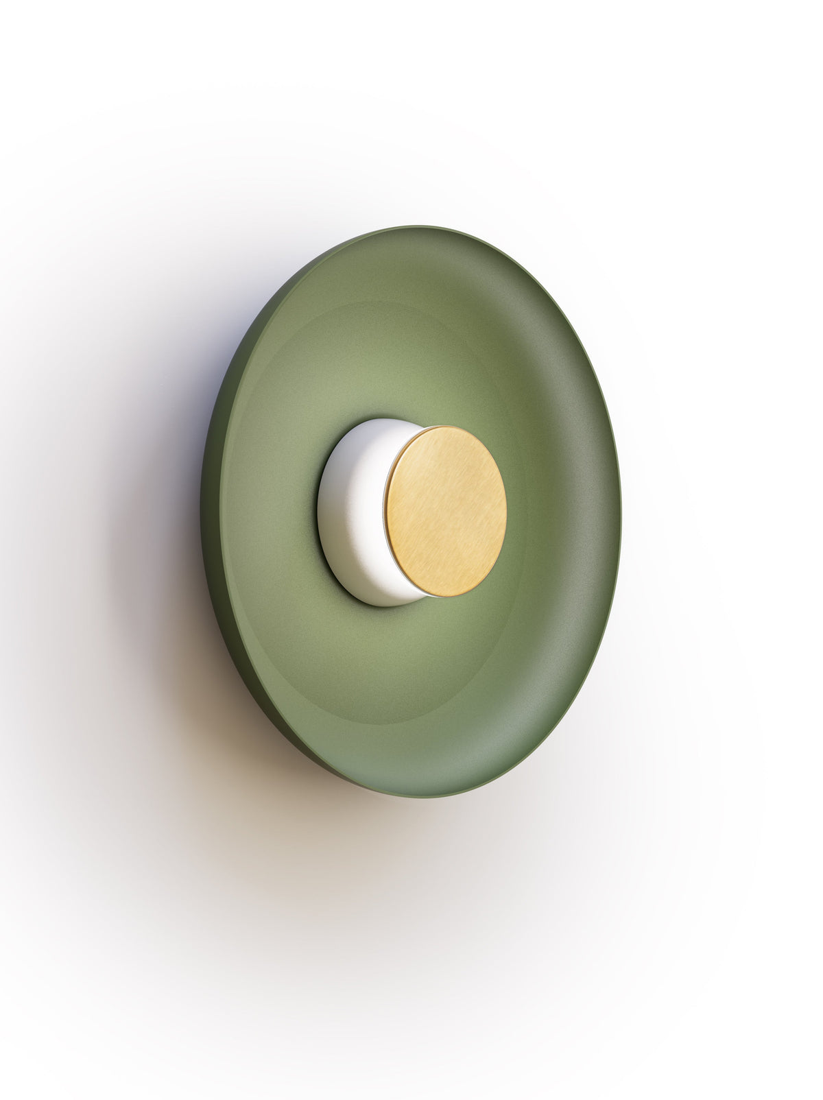 Pablo Designs Totem Sconce Metal – 15" Forest Green shade, White/Brass canopy/faceplate