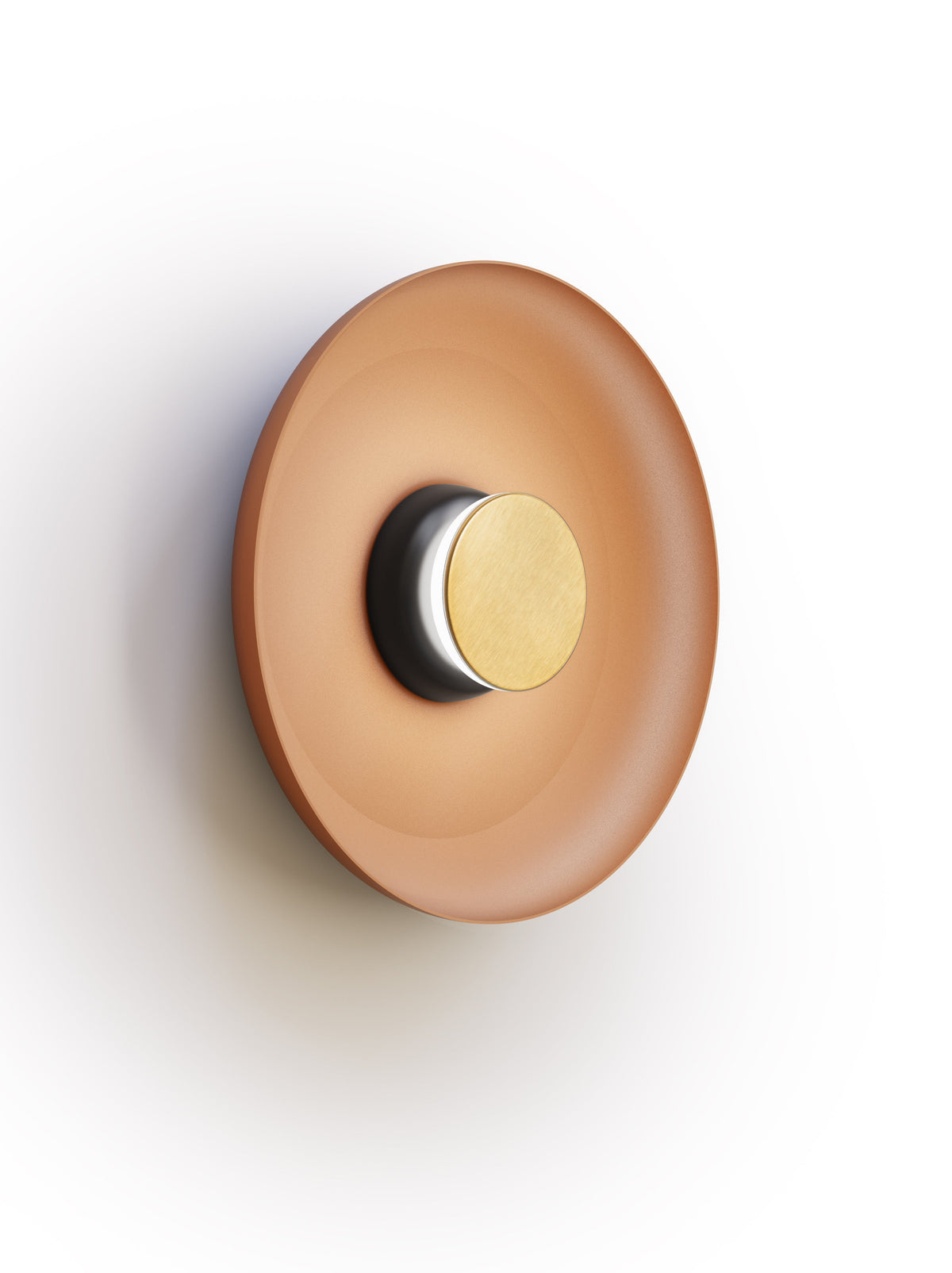 Pablo Designs Totem Sconce Metal – 15" Terracotta shade, Black/Brass canopy/faceplate