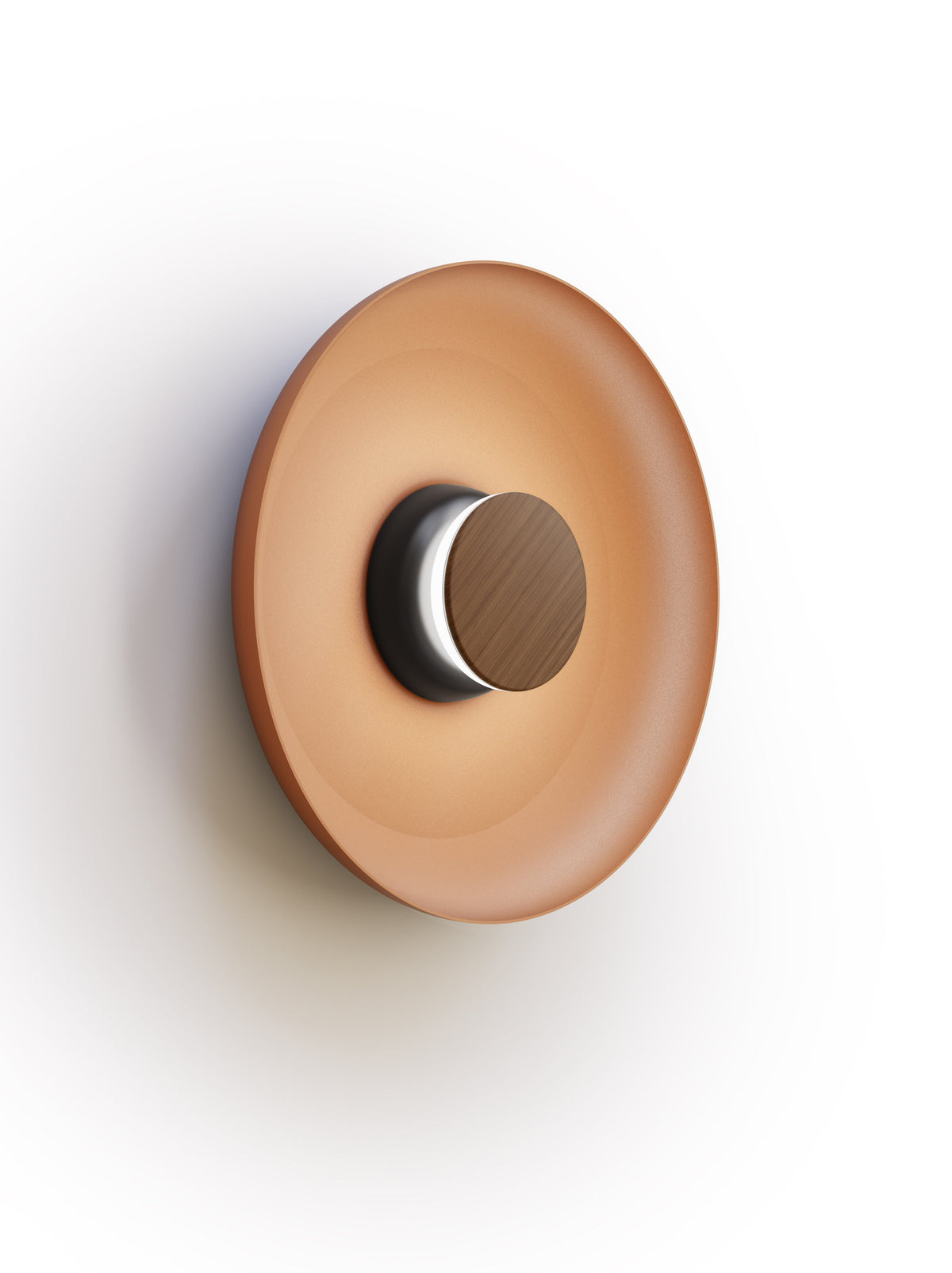 Pablo Designs Totem Sconce Metal – 15" Terracotta shade, Black/Walnut canopy/faceplate