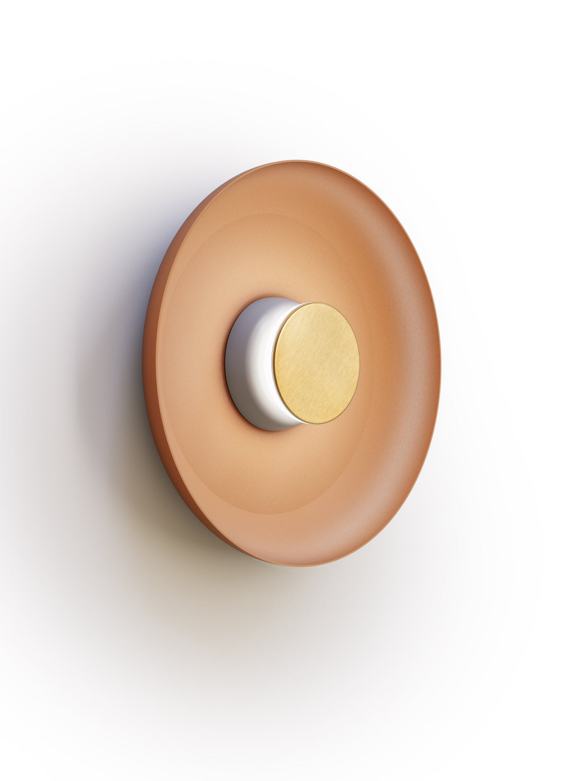 Pablo Designs Totem Sconce Metal – 15" Terracotta shade, Grey/Brass canopy/faceplate