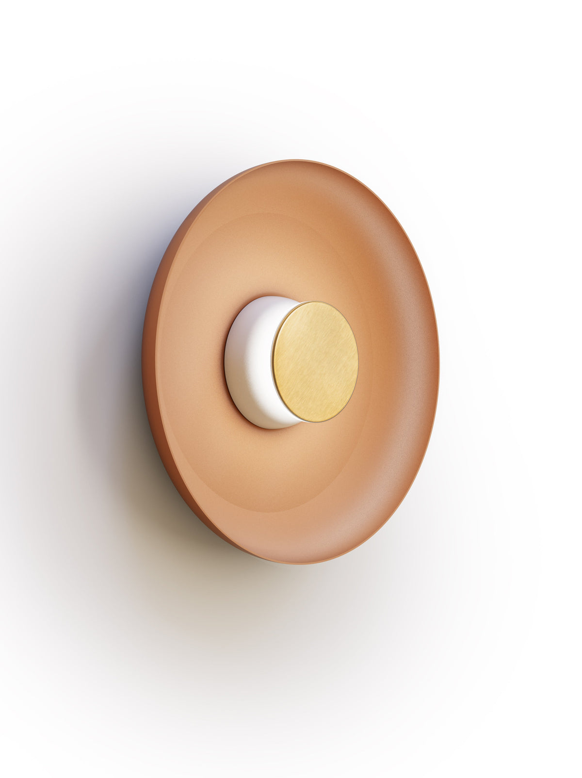 Pablo Designs Totem Sconce Metal – 15" Terracotta shade, White/Brass canopy/faceplate