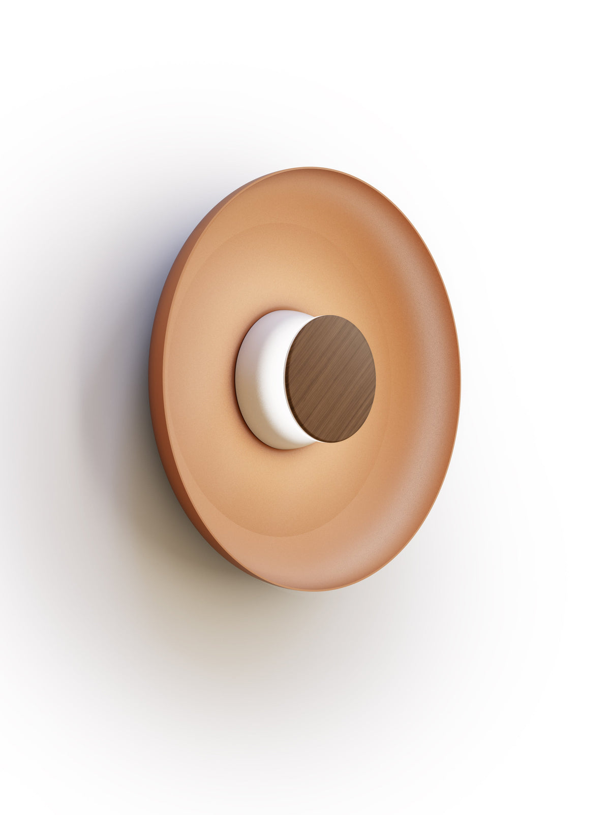 Pablo Designs Totem Sconce Metal – 15" Terracotta shade, White/Walnut canopy/faceplate