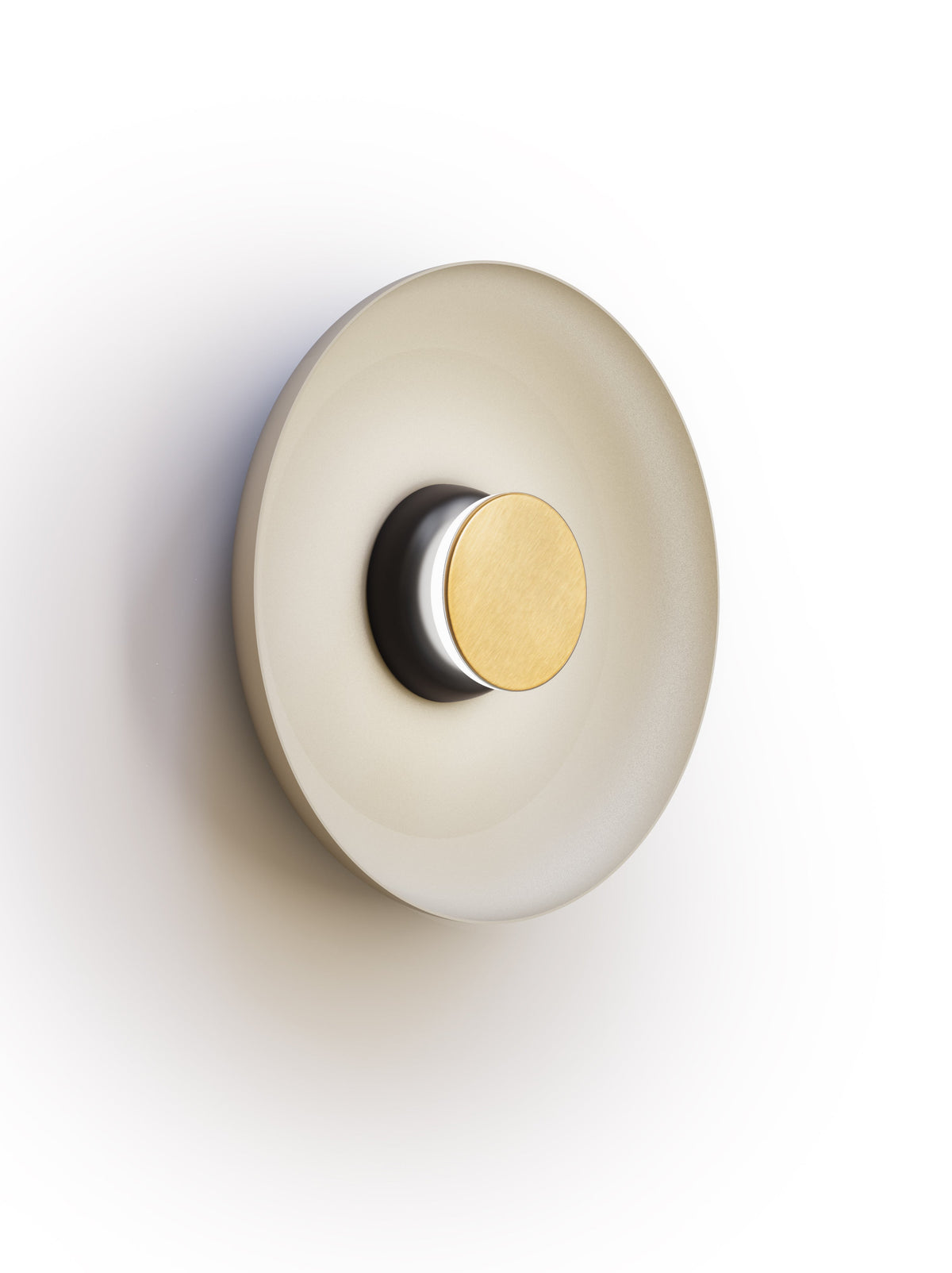 Pablo Designs Totem Sconce Metal – 15" White shade, Black/Brass canopy/faceplate