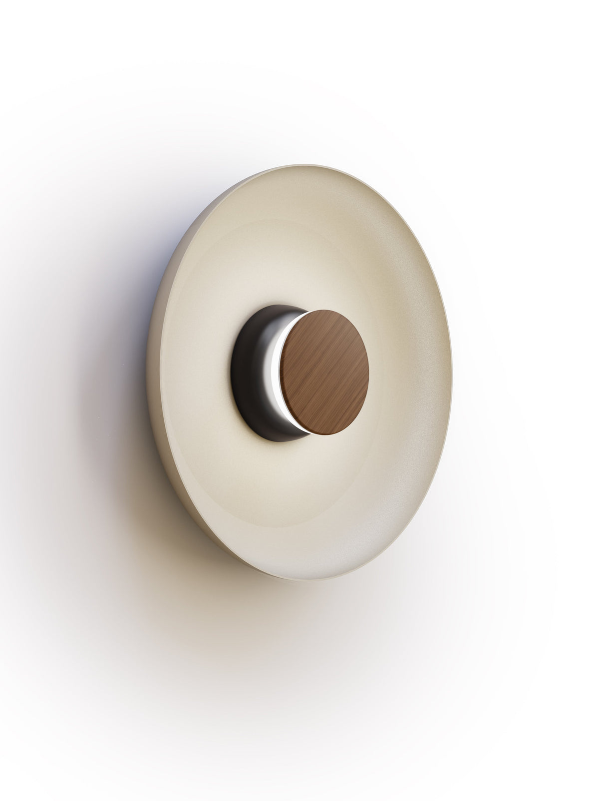 Pablo Designs Totem Sconce Metal – 15" White shade, Black/Walnut canopy/faceplate
