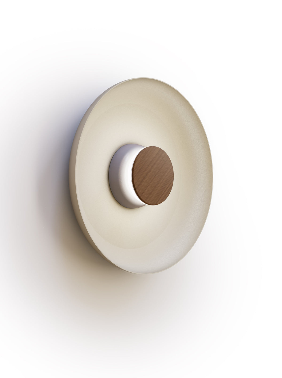 Pablo Designs Totem Sconce Metal – 15" White shade, Grey/Walnut canopy/faceplate