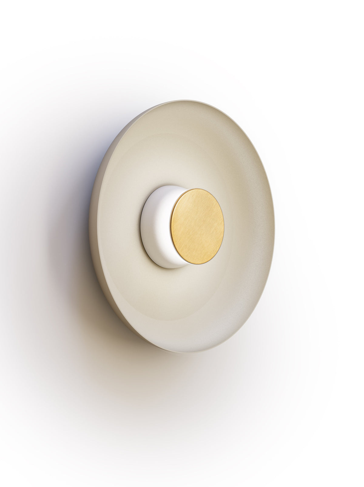 Pablo Designs Totem Sconce Metal – 15" White shade, White/Brass canopy/faceplate