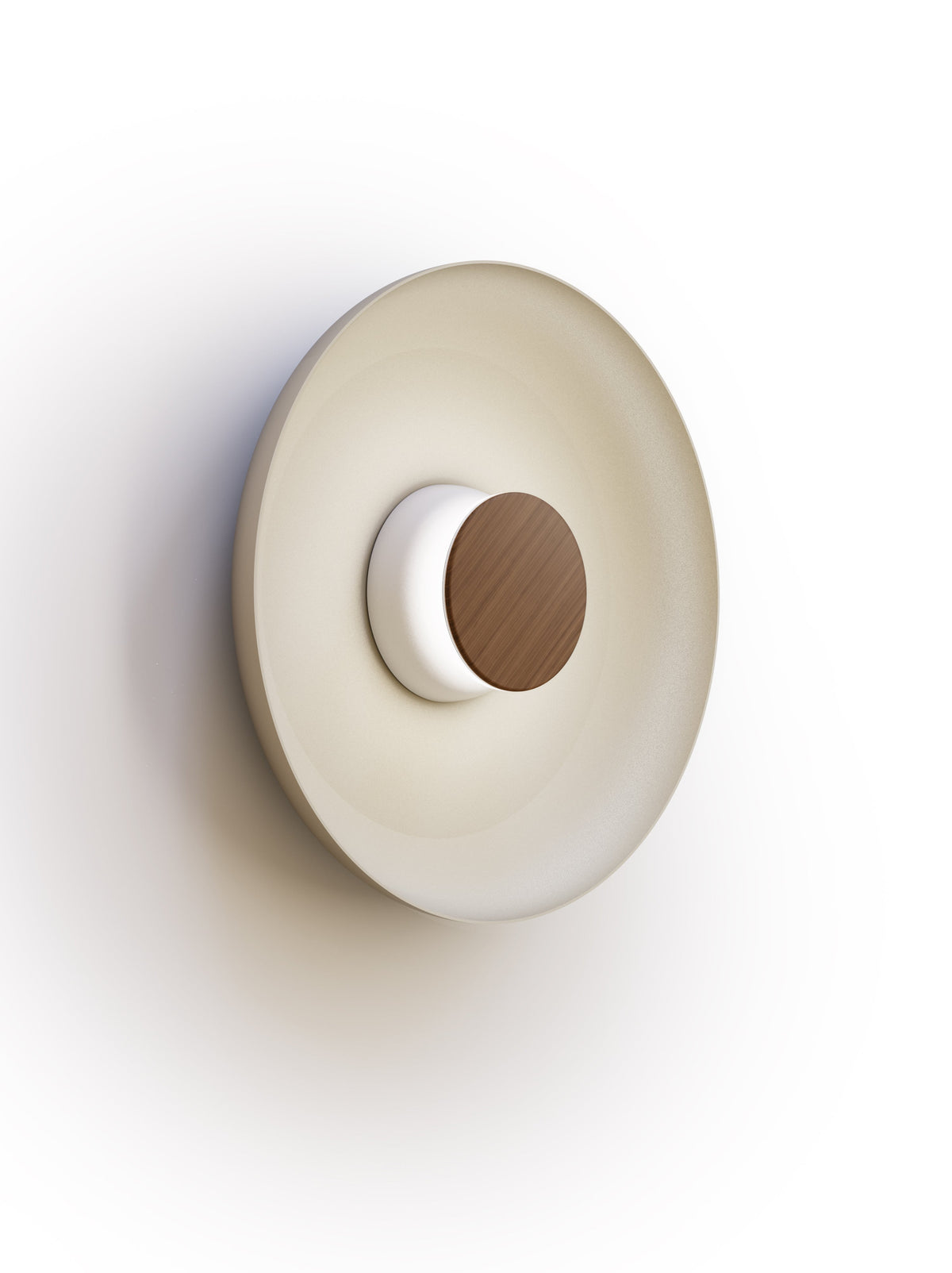 Pablo Designs Totem Sconce Metal – 15" White shade, White/Walnut canopy/faceplate