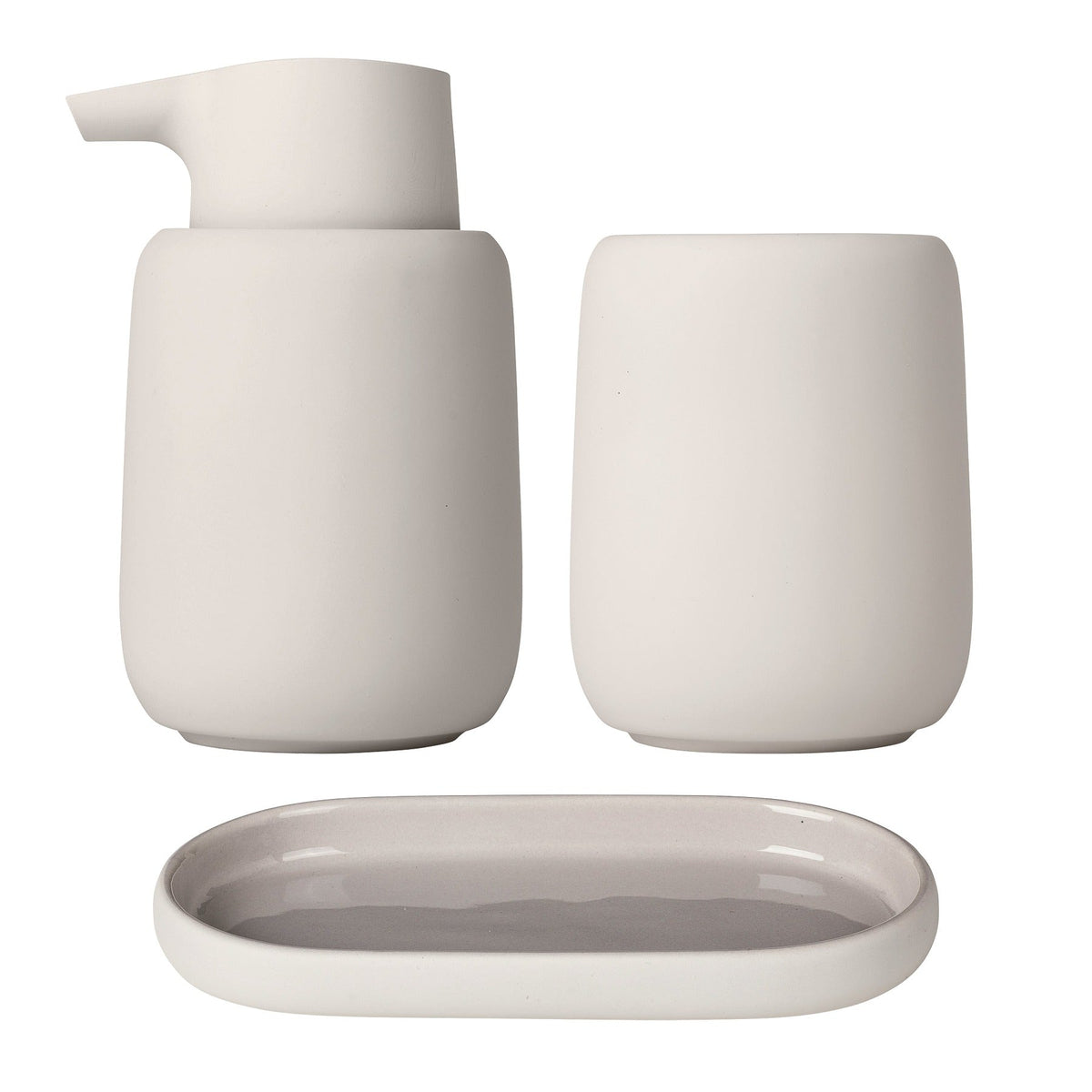 blomus SONO 3-Piece Bathroom Accessory Set – Moonbeam bathroom set, product photo