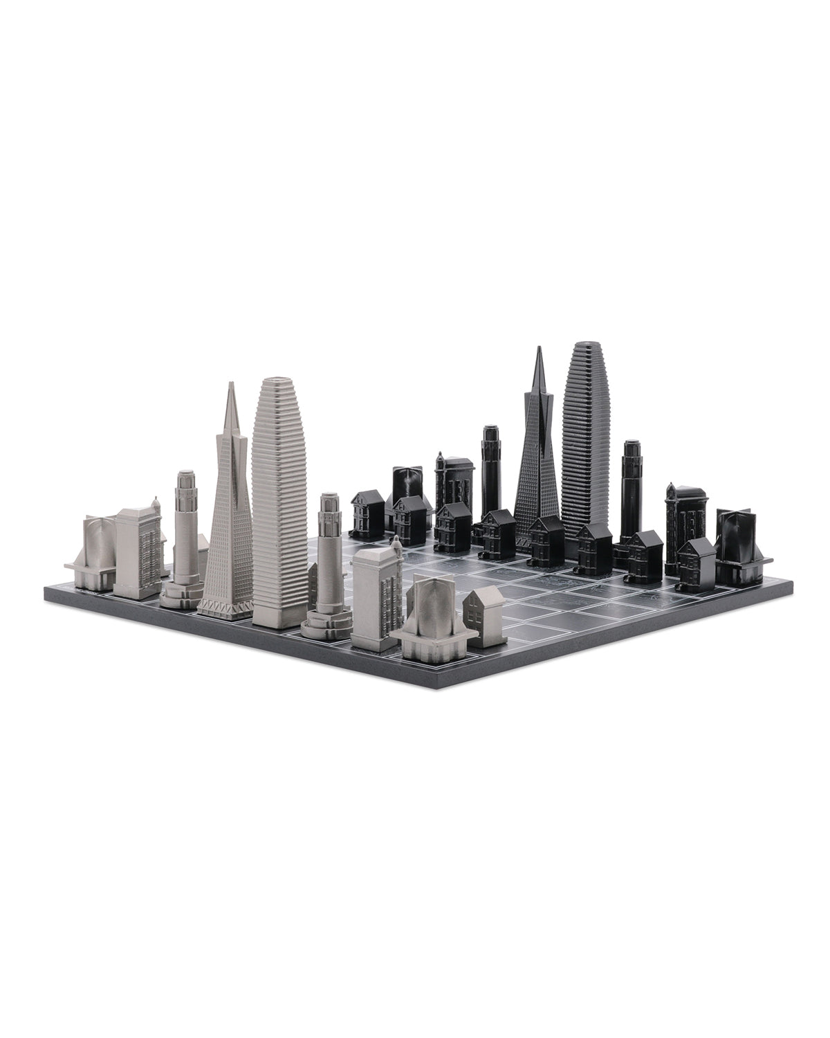 Skyline Chess San Francisco Edition stainless steel chess set with wood map board – photo 2