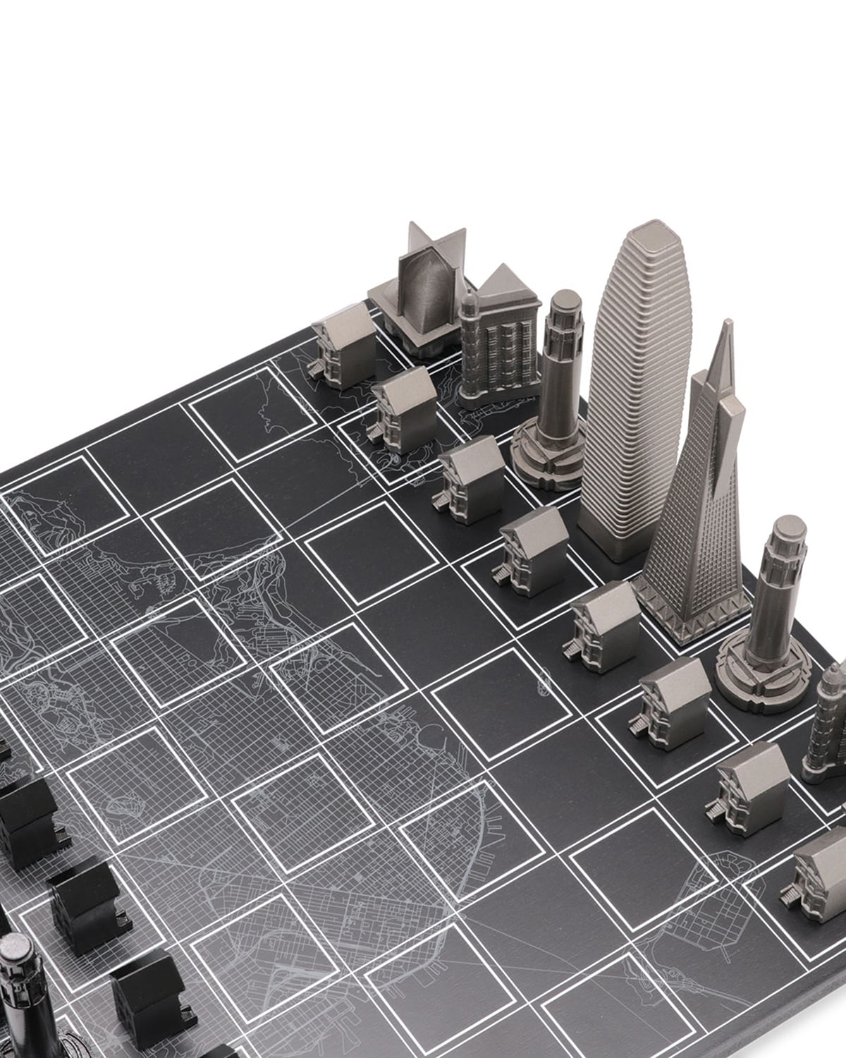 Skyline Chess San Francisco Edition stainless steel chess set with wood map board – photo 5
