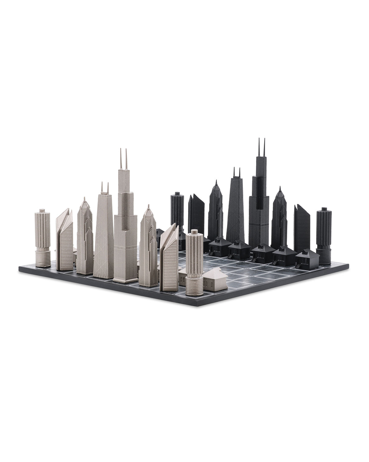 Skyline Chess Chicago Edition stainless steel chess set with wood map board – photo 2