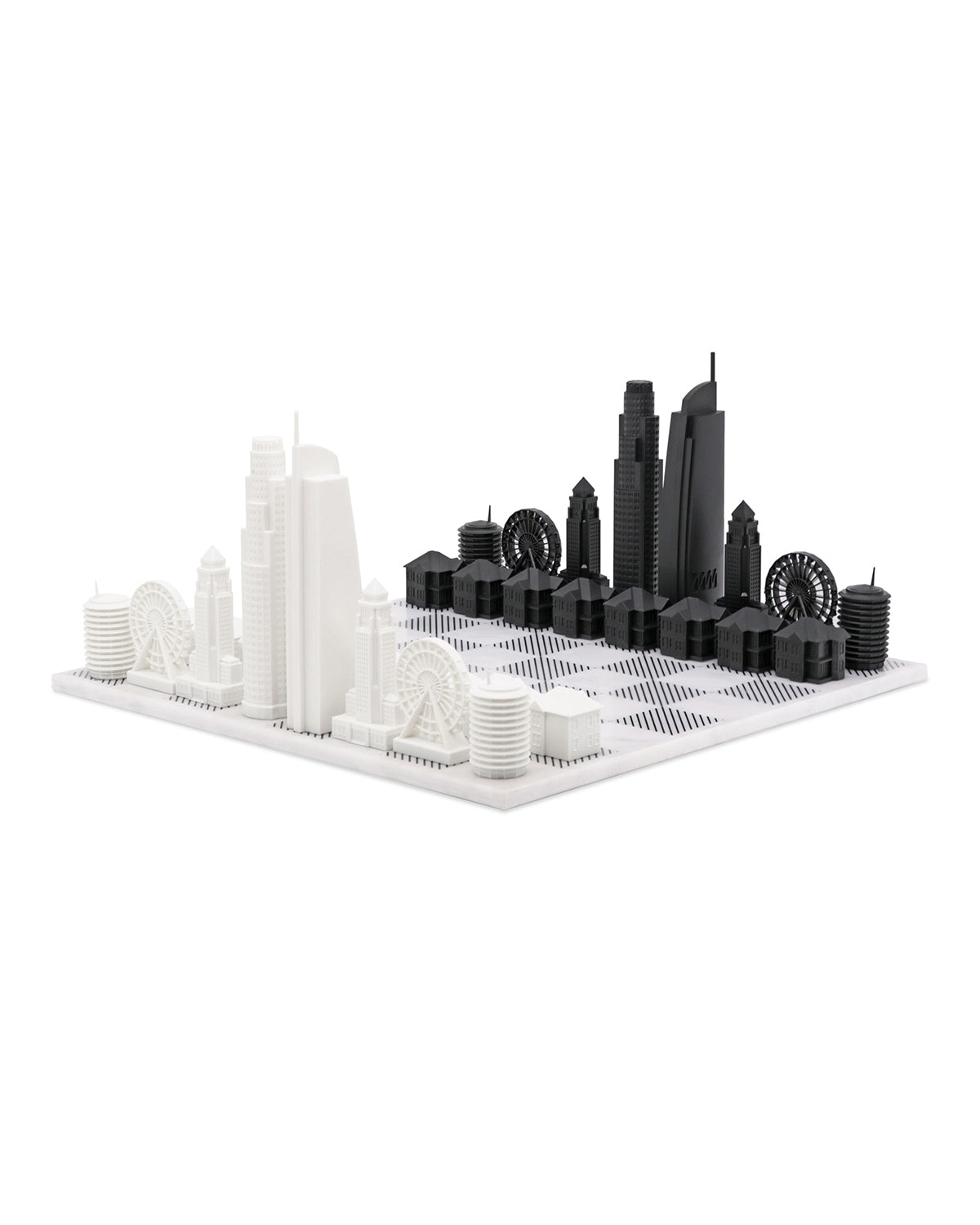 Skyline Chess Los Angeles Edition acrylic chess set with marble hatch board – photo 2