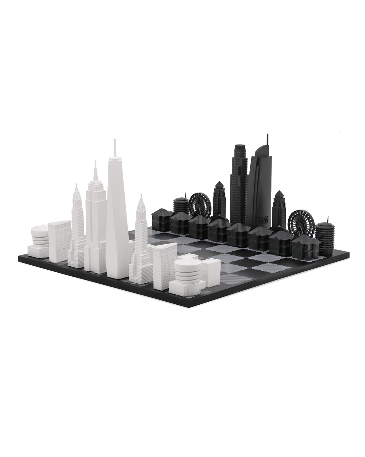 Skyline Chess New York vs Los Angeles Edition acrylic chess set with wood hatch board – photo 2