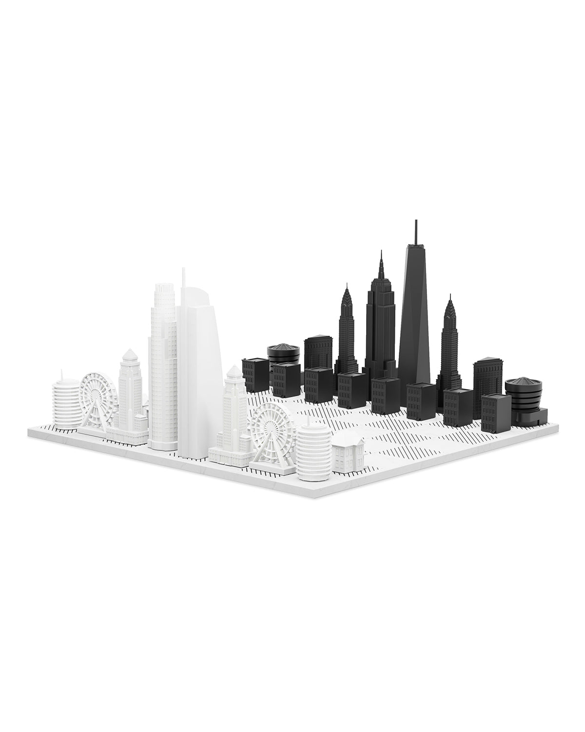 Skyline Chess New York vs Los Angeles Edition acrylic chess set with marble hatch board – photo 2