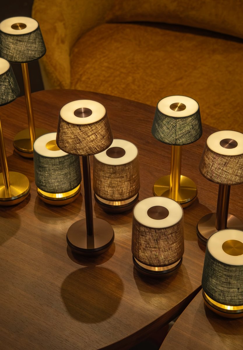 Humble Two Cordless Table Lamp by Humble, Bronze with Brown Linen Shade (image 39)