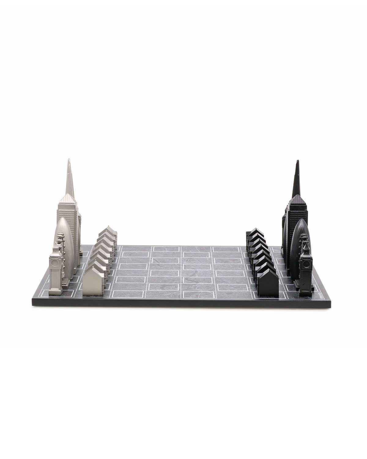 Skyline Chess London Edition stainless steel chess set with wood map board