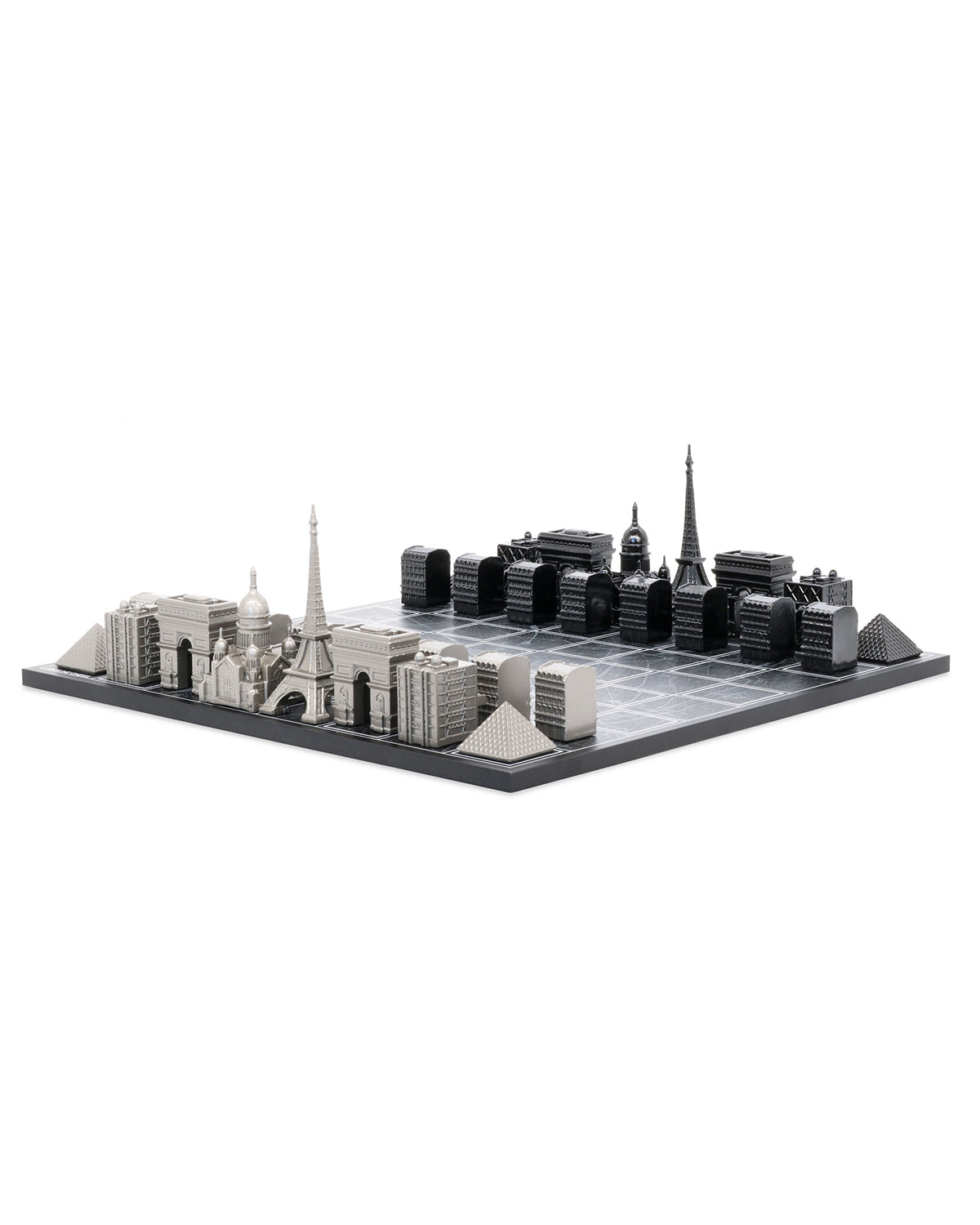 Skyline Chess Paris Edition stainless steel chess set with wood map board – photo 2