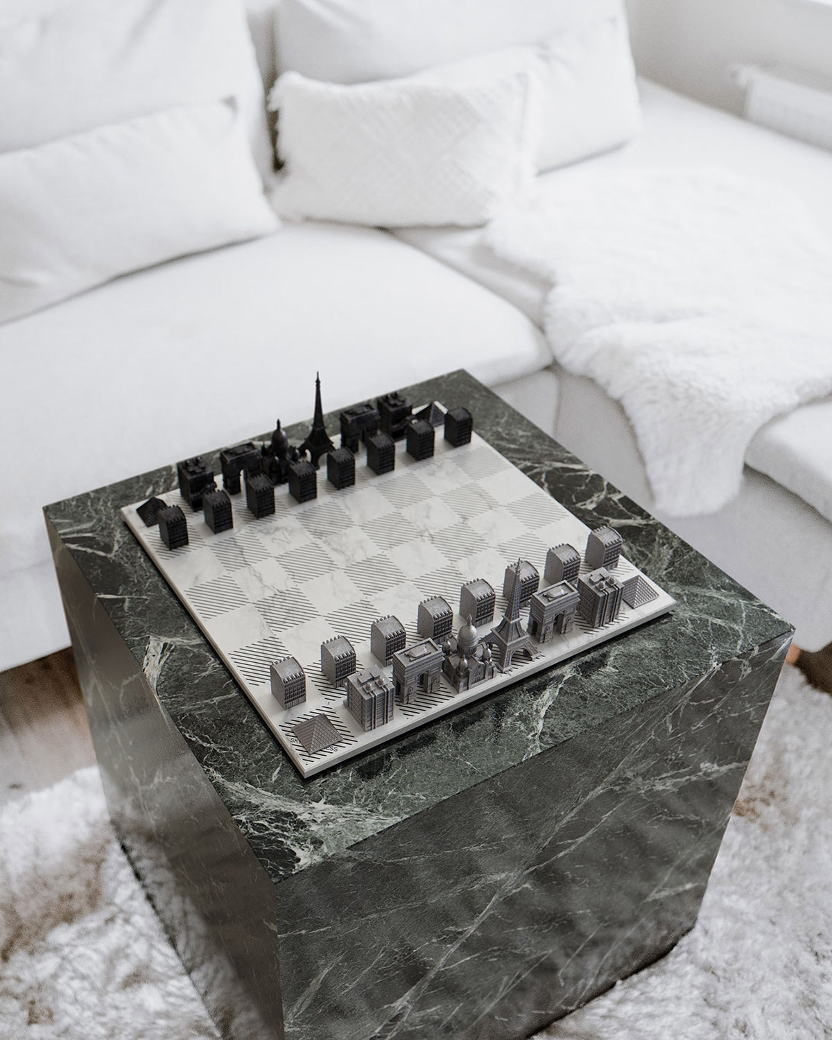 Skyline Chess Paris Edition stainless steel chess set with wood map board – photo 7