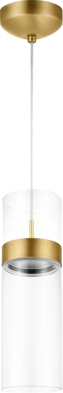 Manette Grande LED Pendant in Natural Brass with Clear Glass, product photo