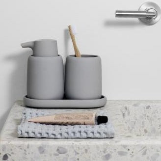 blomus SONO Ceramic Toothbrush Tumbler, 10 oz – SONO tumbler styled with blomus CARO