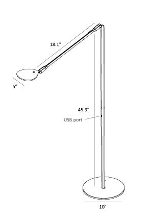 Splitty Floor Lamp Matte Black Spy W Mtb Usb Flr by Koncept Inc