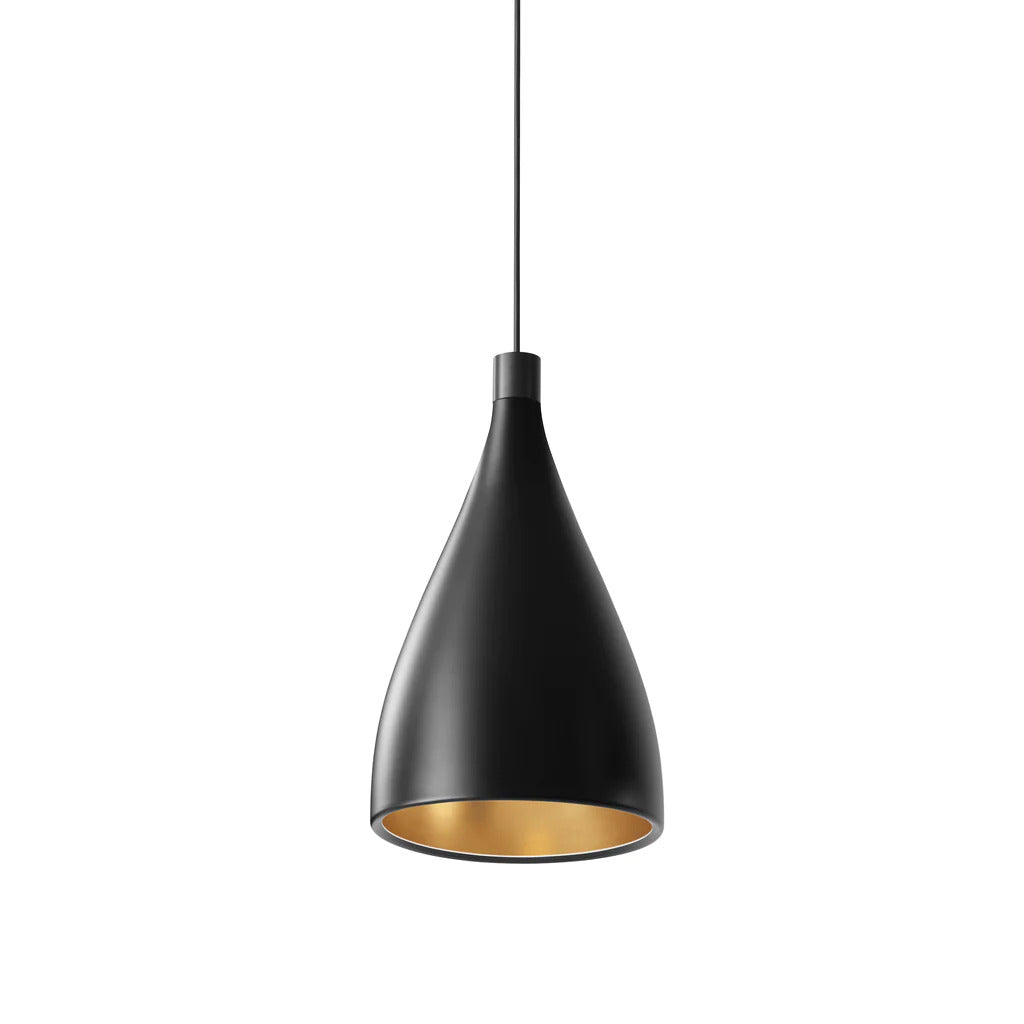 Pablo Designs Swell Single Xl Narrow Pendant Light Black / Brass