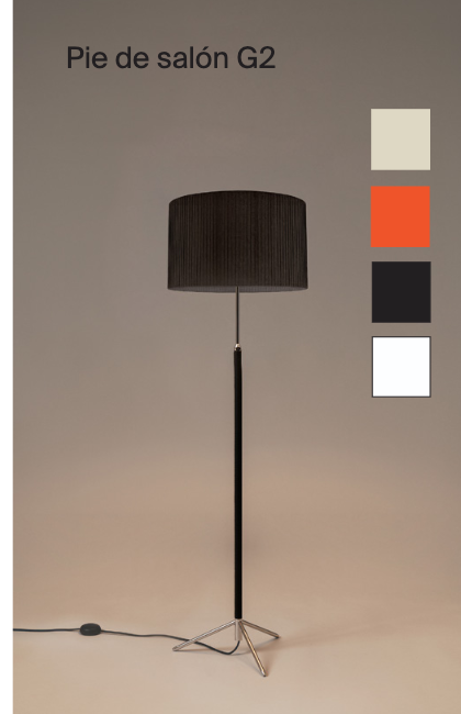 Santa & Cole leather stem floor lamp combining timeless craftsmanship and modern design shade options