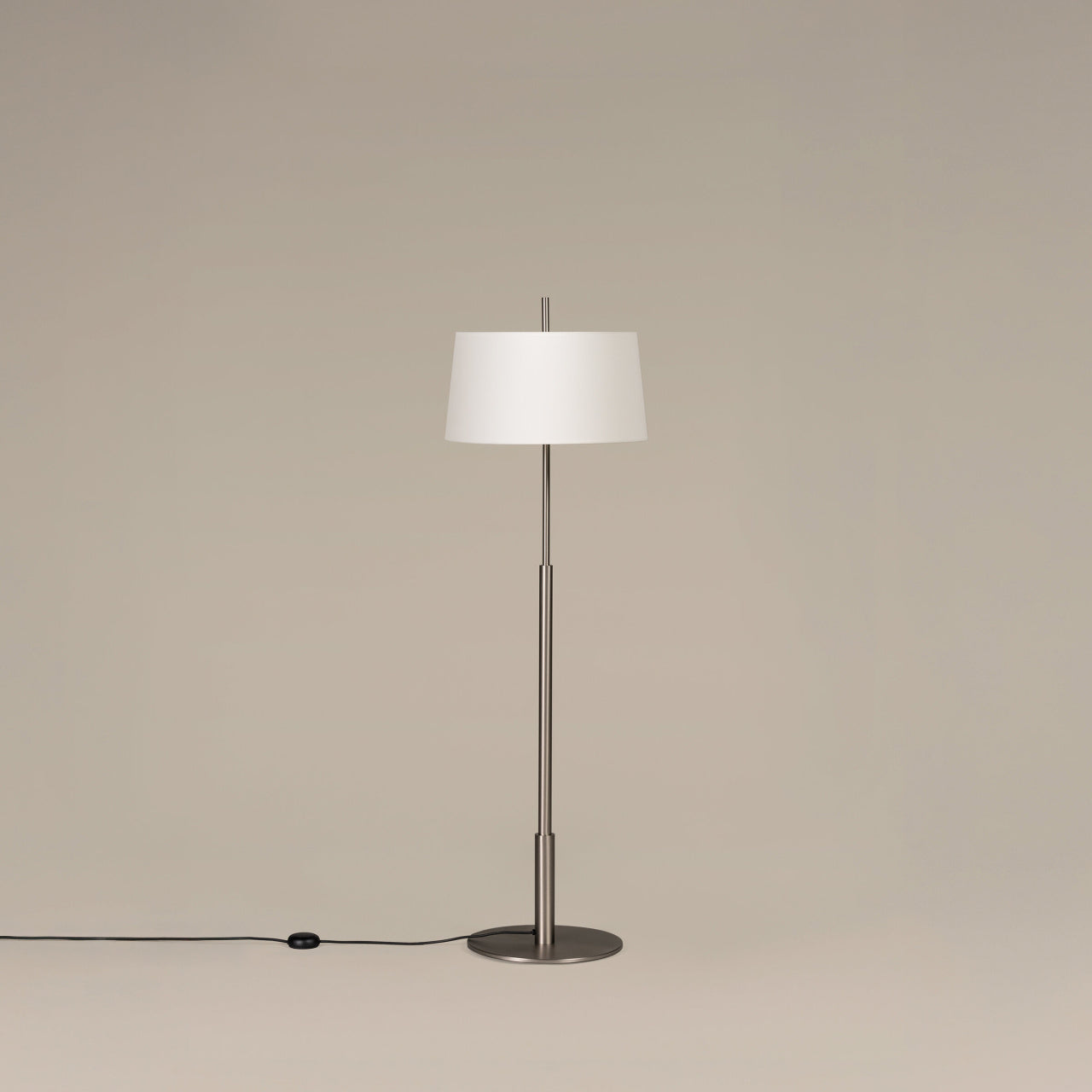 White parchment shade Diana floor lamp with warm LED illumination