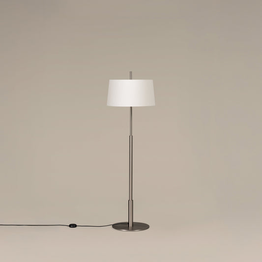 White parchment shade Diana floor lamp with warm LED illumination