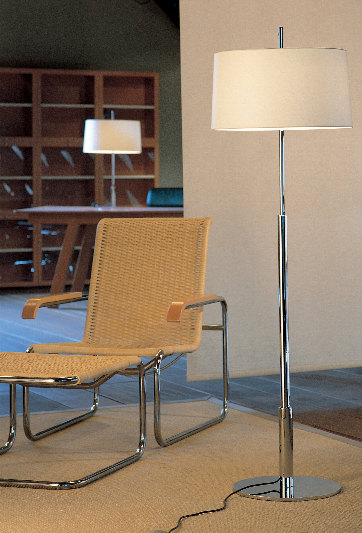 Modern floor lamp with parchment shade for upscale interiors