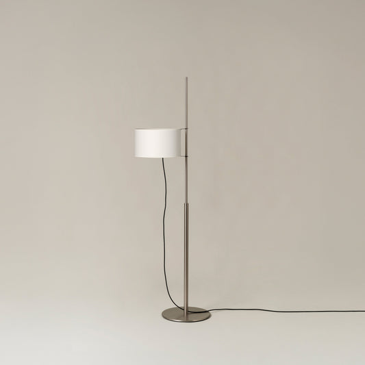TMD adjustable floor lamp with white linen shade and metal base