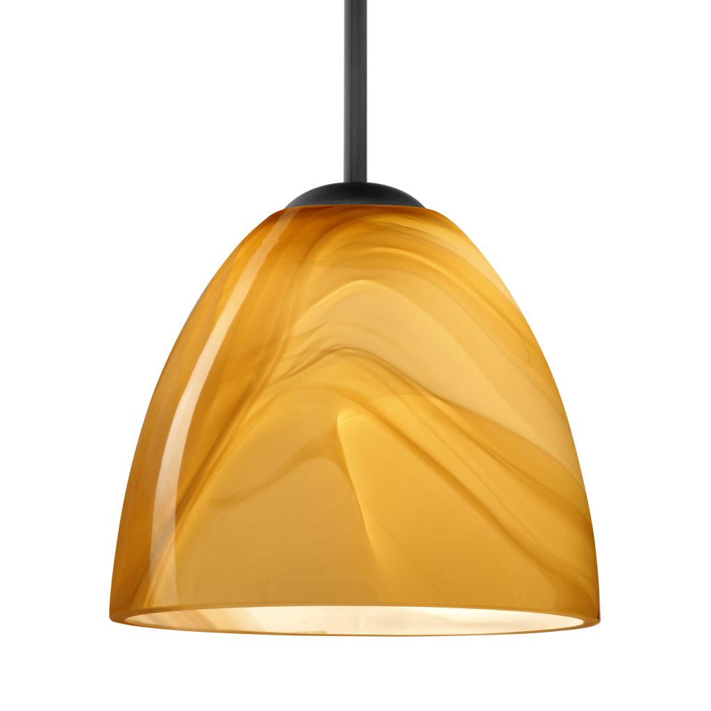 Contemporary pendant lighting with Honey glass shade and warm ambient illumination