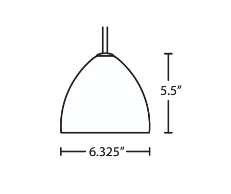 Technical drawing of the Besa Sasha glass pendant with dimensional specifications