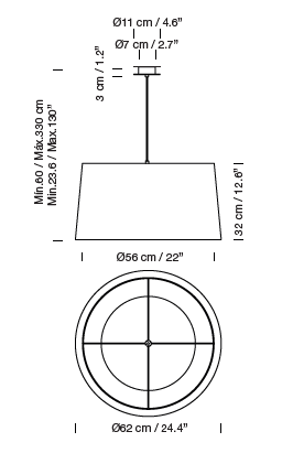 Santa & Cole GT5 ribbon pendant – dimension drawing, image 8
