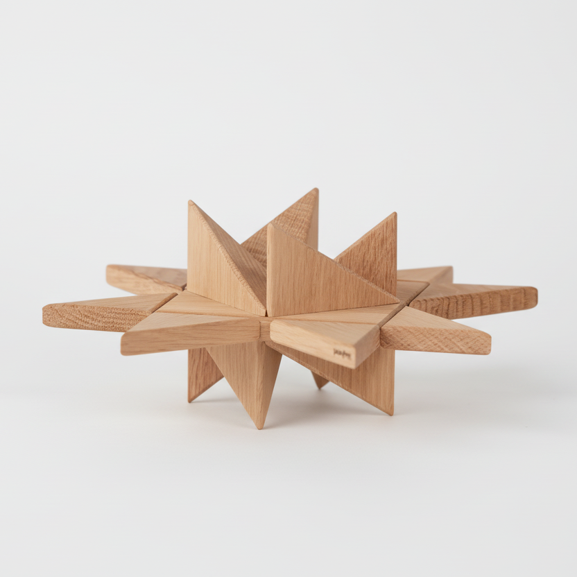 Boyhood Fröbel Star, Table wooden star in oak, view 1 (image 2)