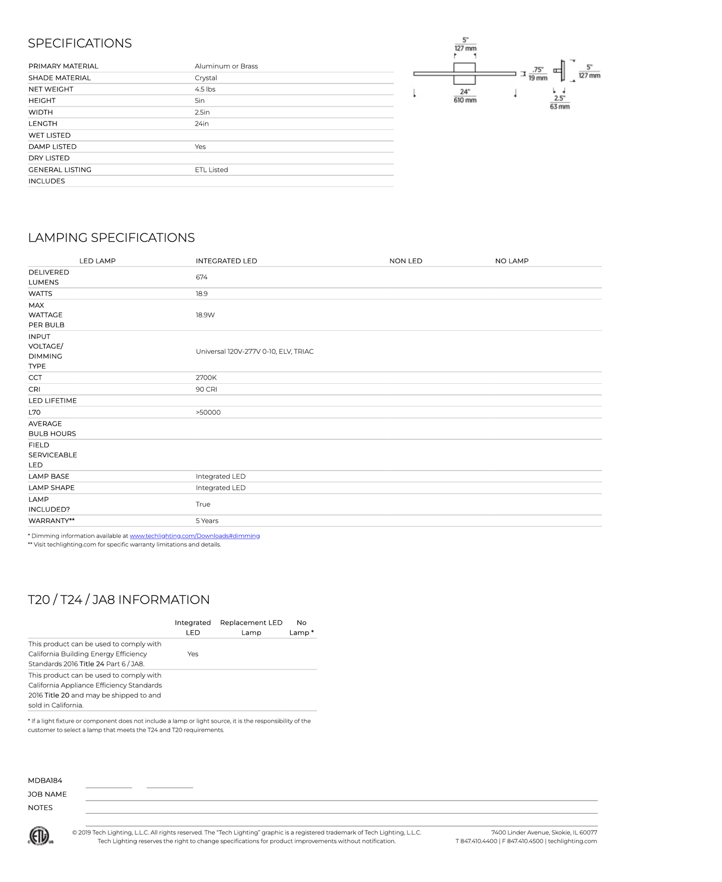 Visual Comfort Serre 24 Inch Led Bathroom Vanity Light 