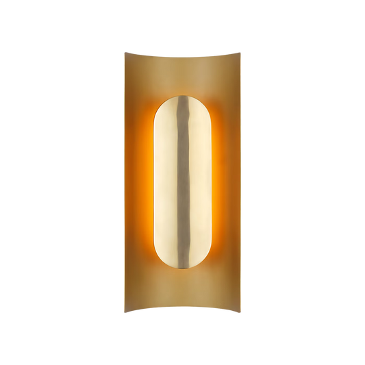 Minimalist brass wall sconce for hotel, office, and living room lighting