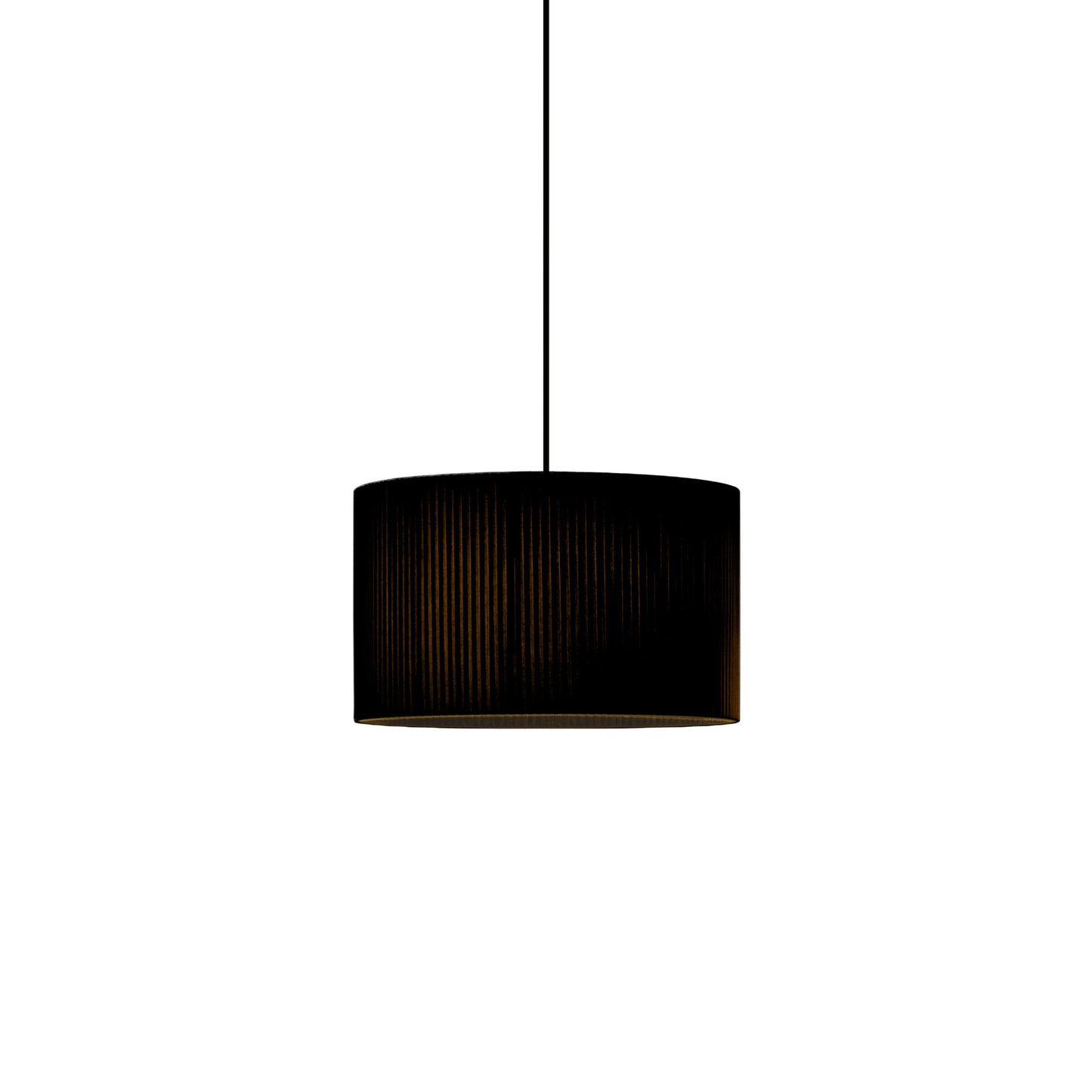 Designer pendant light with black ribbon shade by Santa & Cole for living rooms, hotels, and restaurants