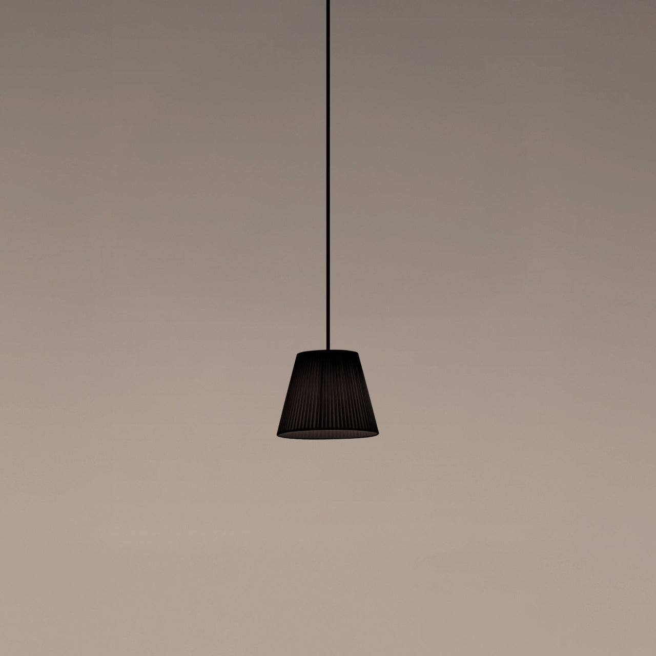 Santa & Cole PT1 conical pendant light in black ribbon finish with black canopy for contemporary interiors