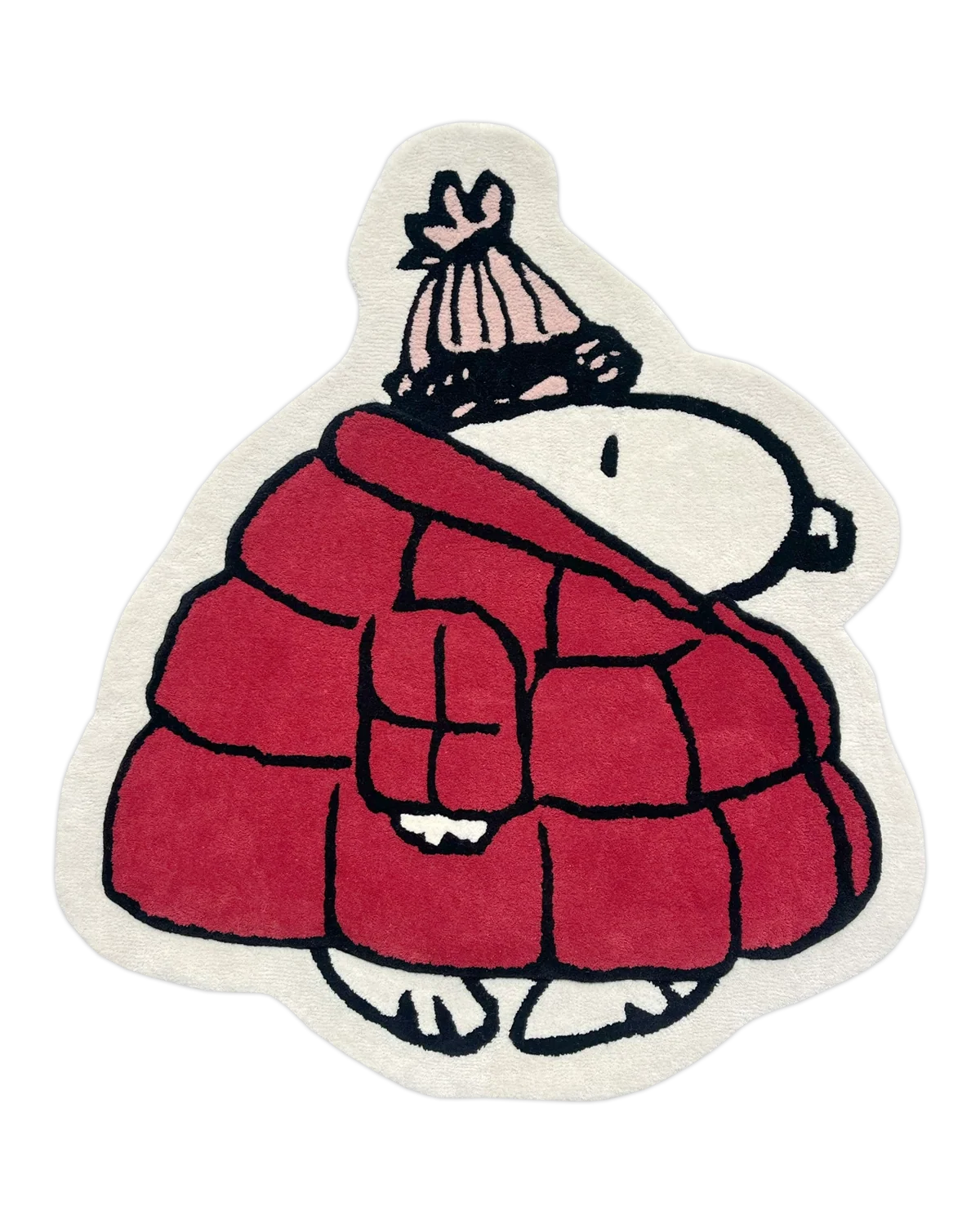 Maison Deux Peanuts Snoopy Puffer Jacket Rug in Red/Pink – detail 2