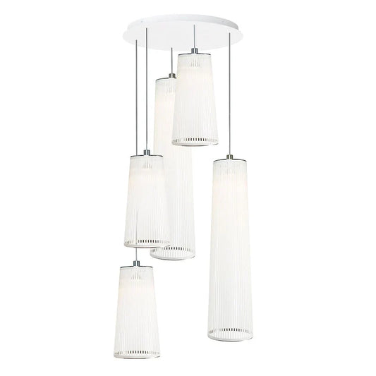 Pablo Designs Solis 5-Light chandelier – Mix of 3x24" and 2x48" | White