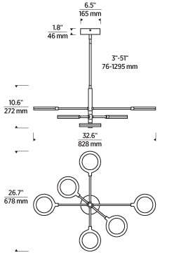 6 Light LED Chandelier Spectica 700Spct by Visual & Comfort & Co