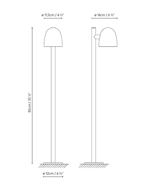 B.lux Speers Outdoor Bollard dimension drawing