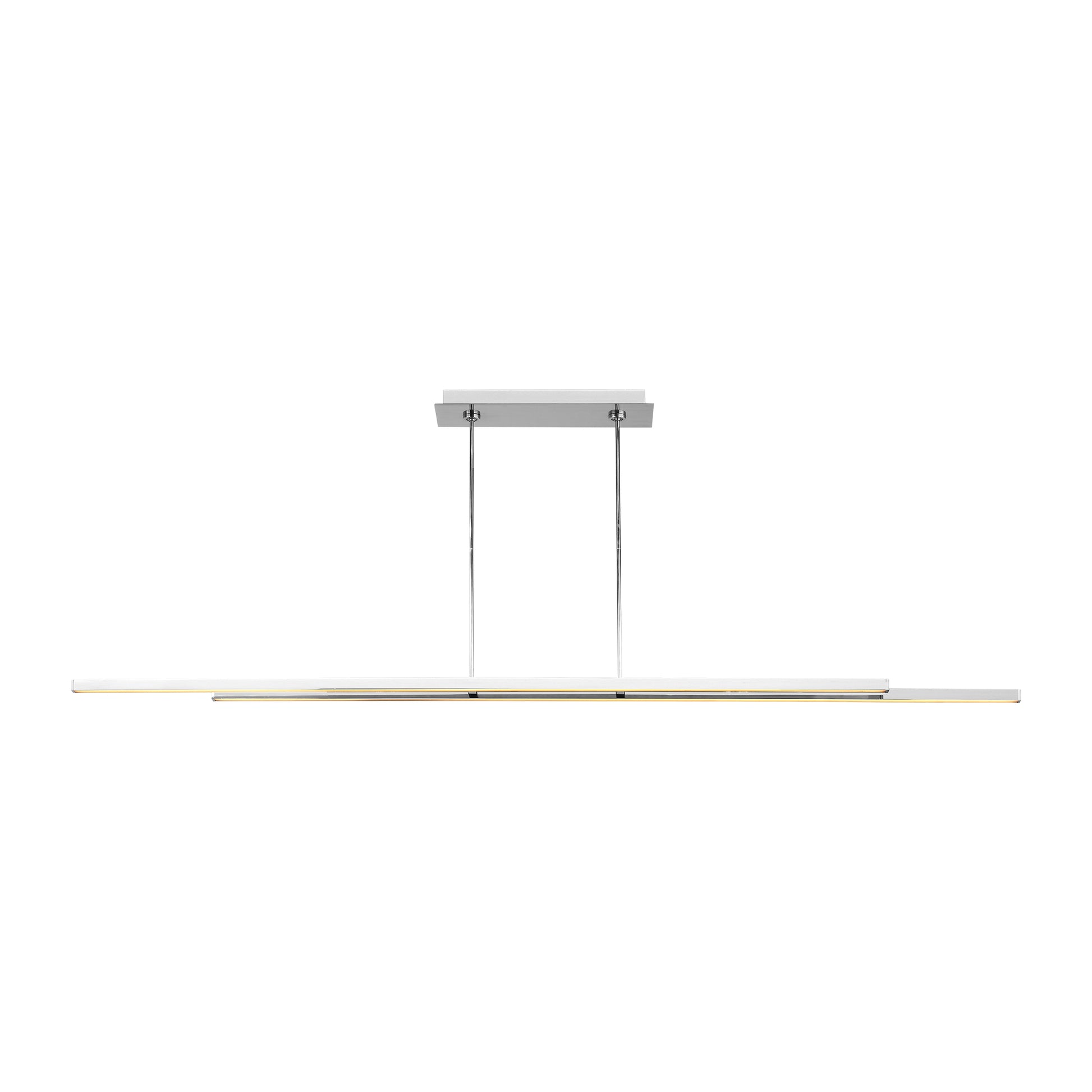 Elegant stainless steel pendant light with clean lines and warm illumination. Ideal for dining rooms and open concept spaces.