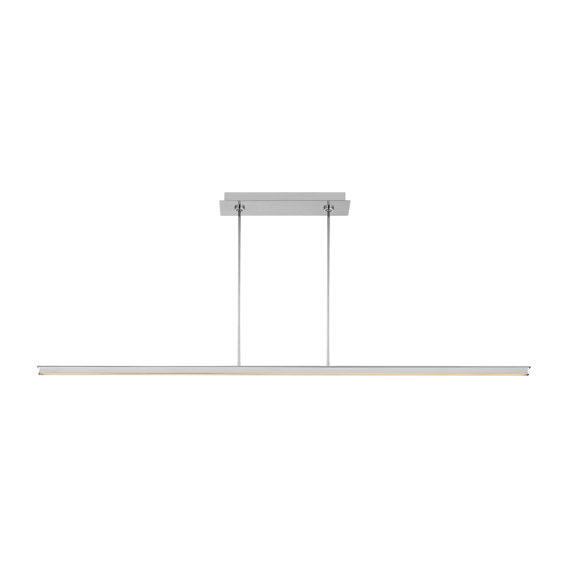 Contemporary 72 inch linear suspension light in polished stainless steel