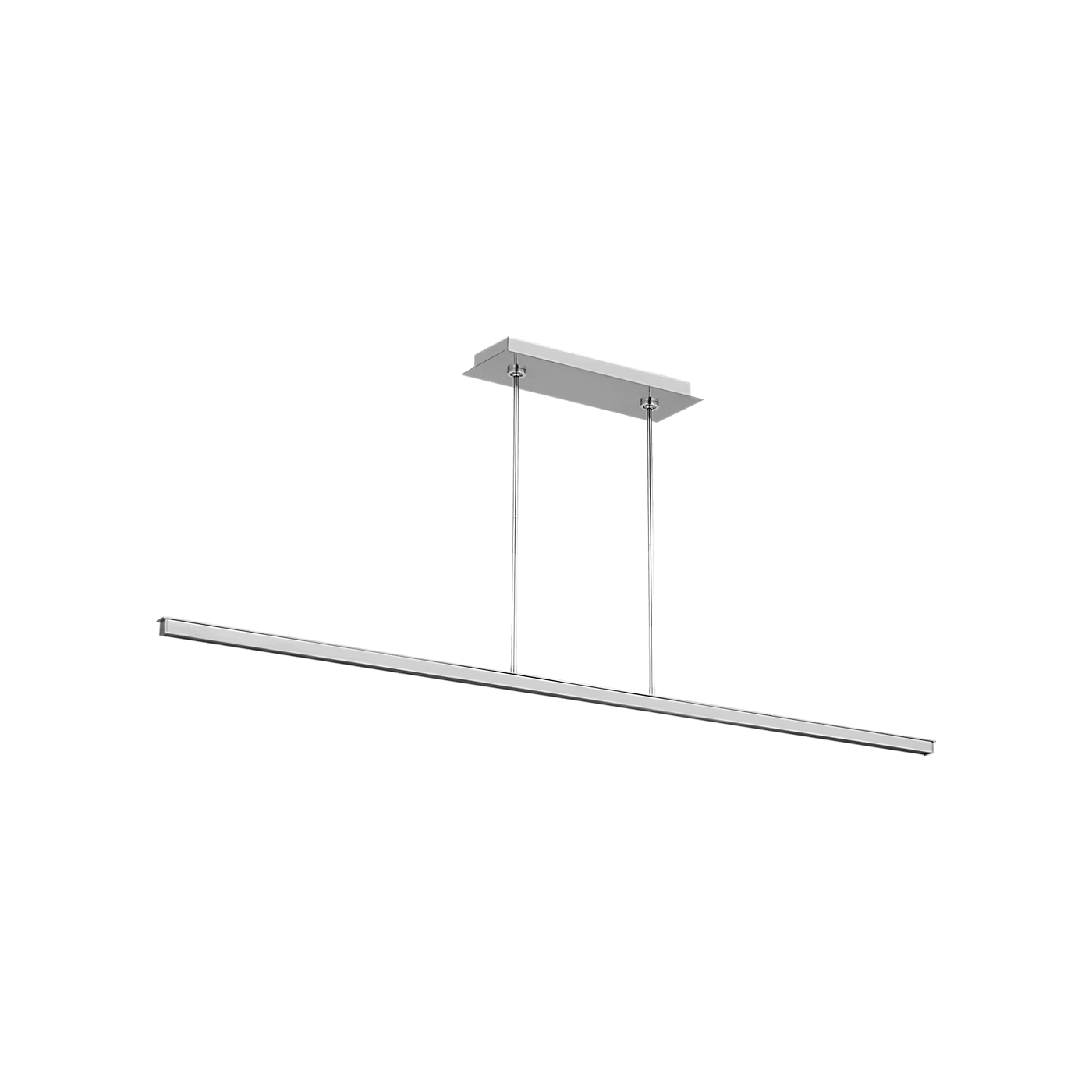 Stagger 72 linear suspension stainless steel finish over kitchen island
