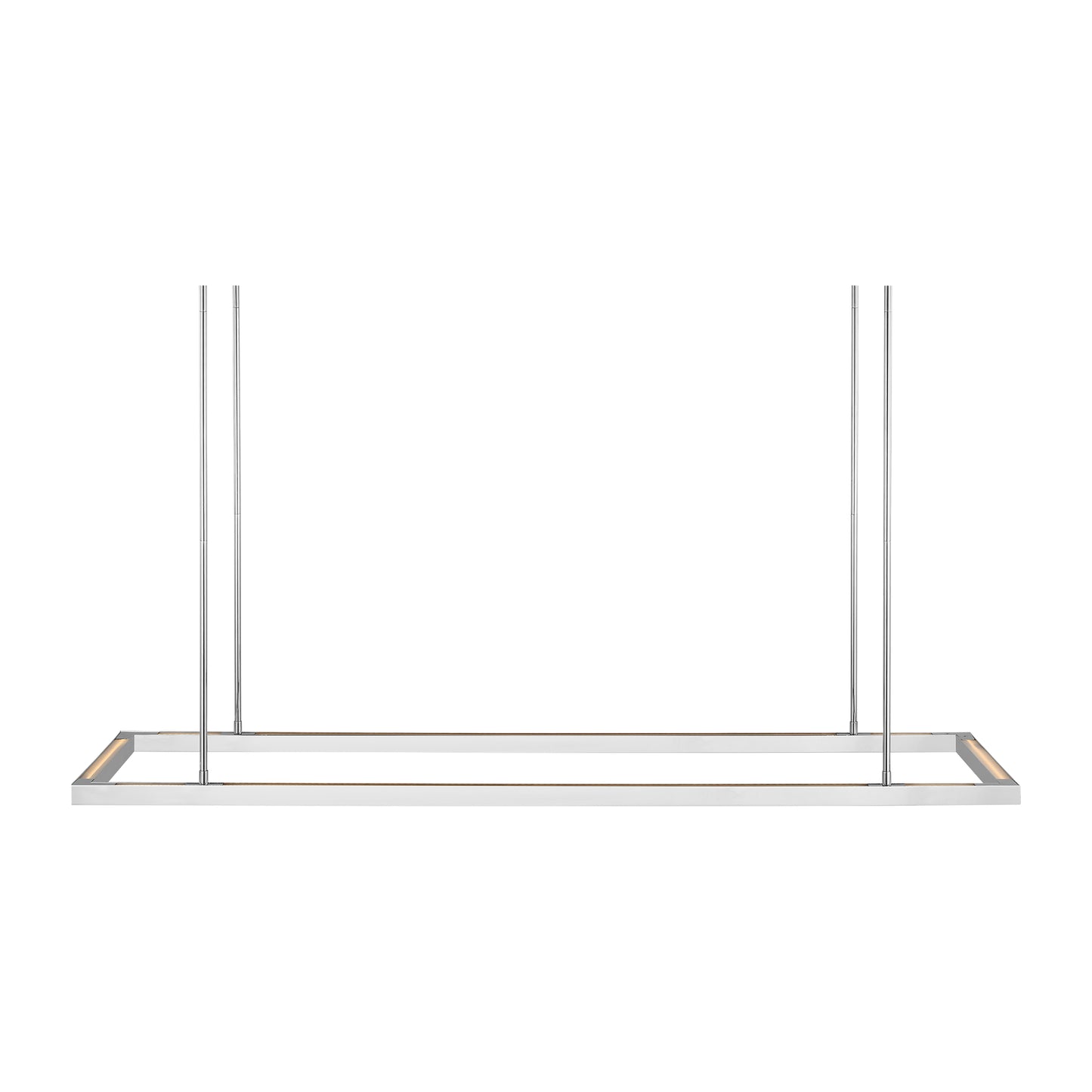 Stagger Halo 50 stainless steel chandelier in modern dining room setting